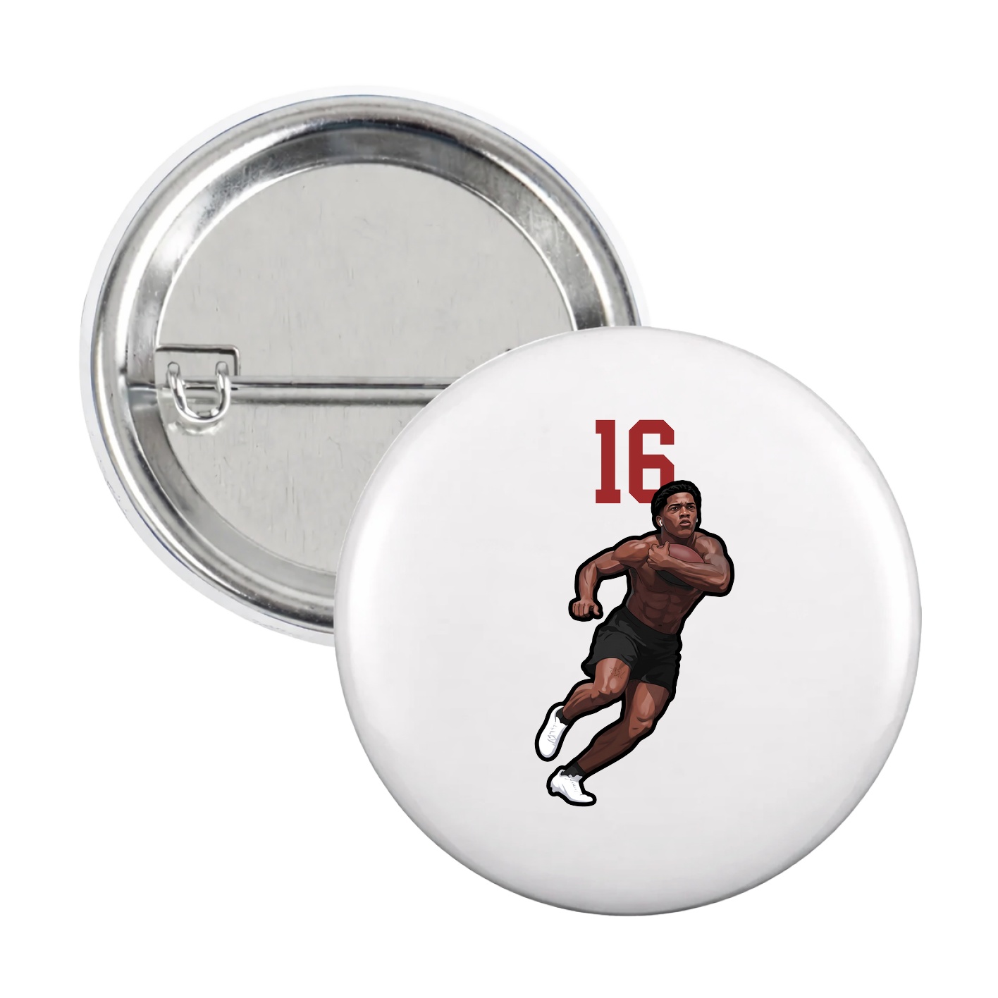 Game Day Button — Number Top in White
