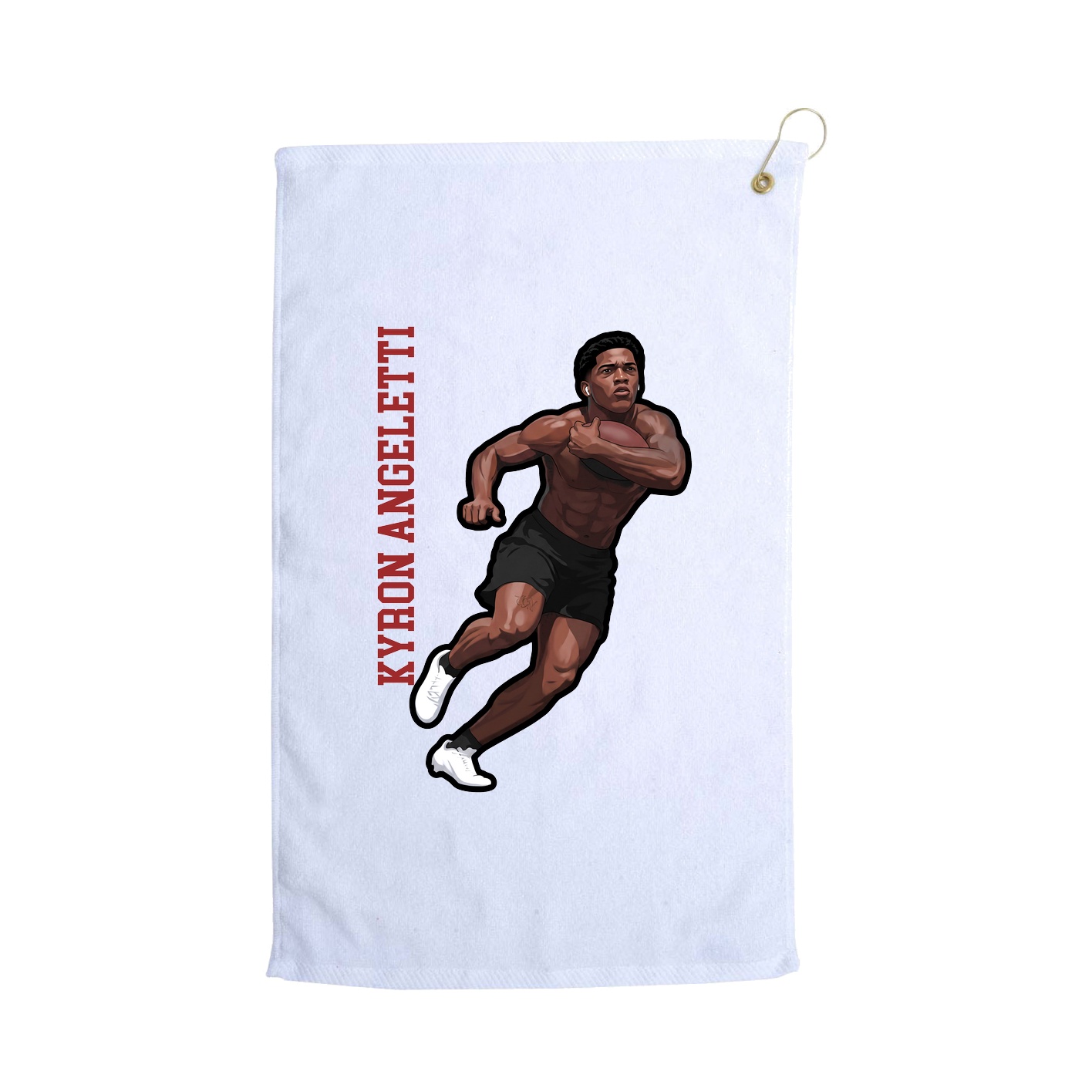 Golf Towel — Name Vertical in White