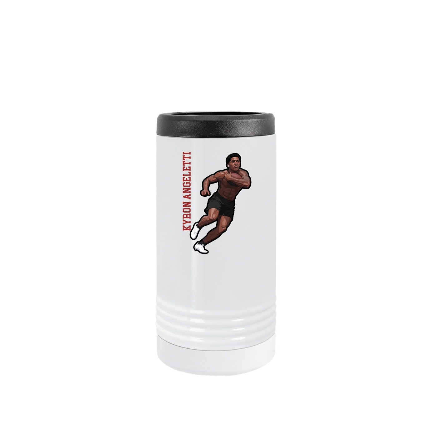 Slim Beverage Holder — Name Vertical in White