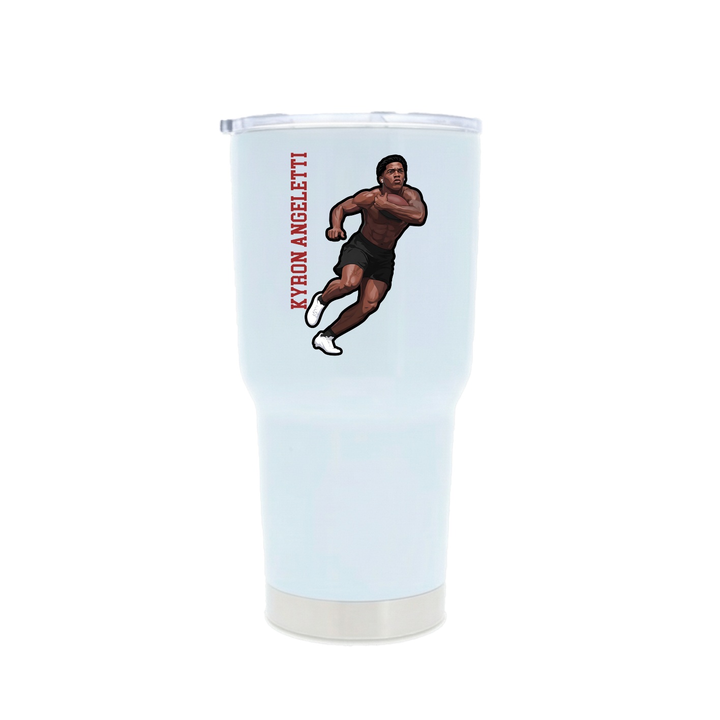 30oz Stainless Steel Tumbler — Name Vertical in White