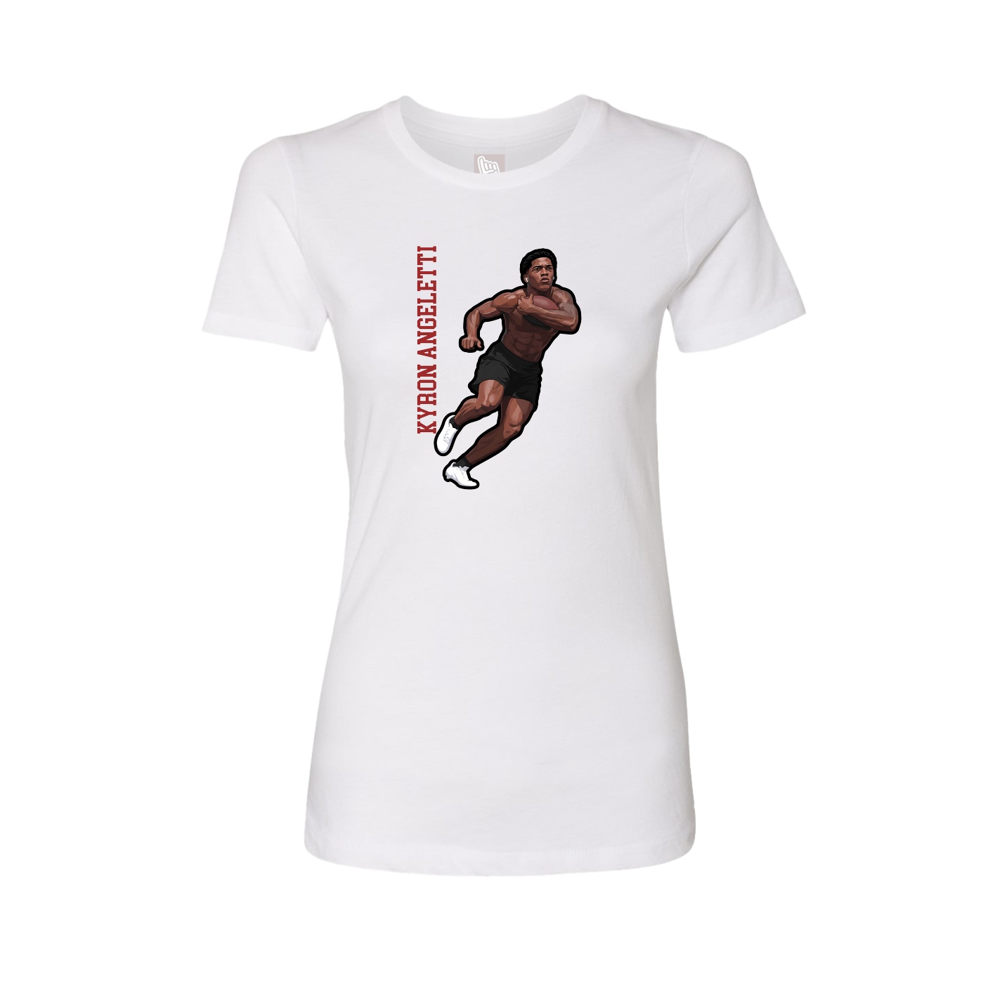 Fitted Women's Tee — Name Vertical in White