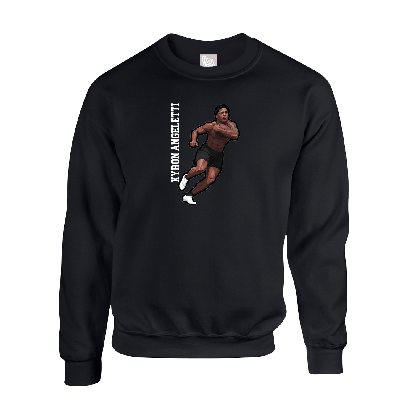Fleece Crew — Name Vertical in Black