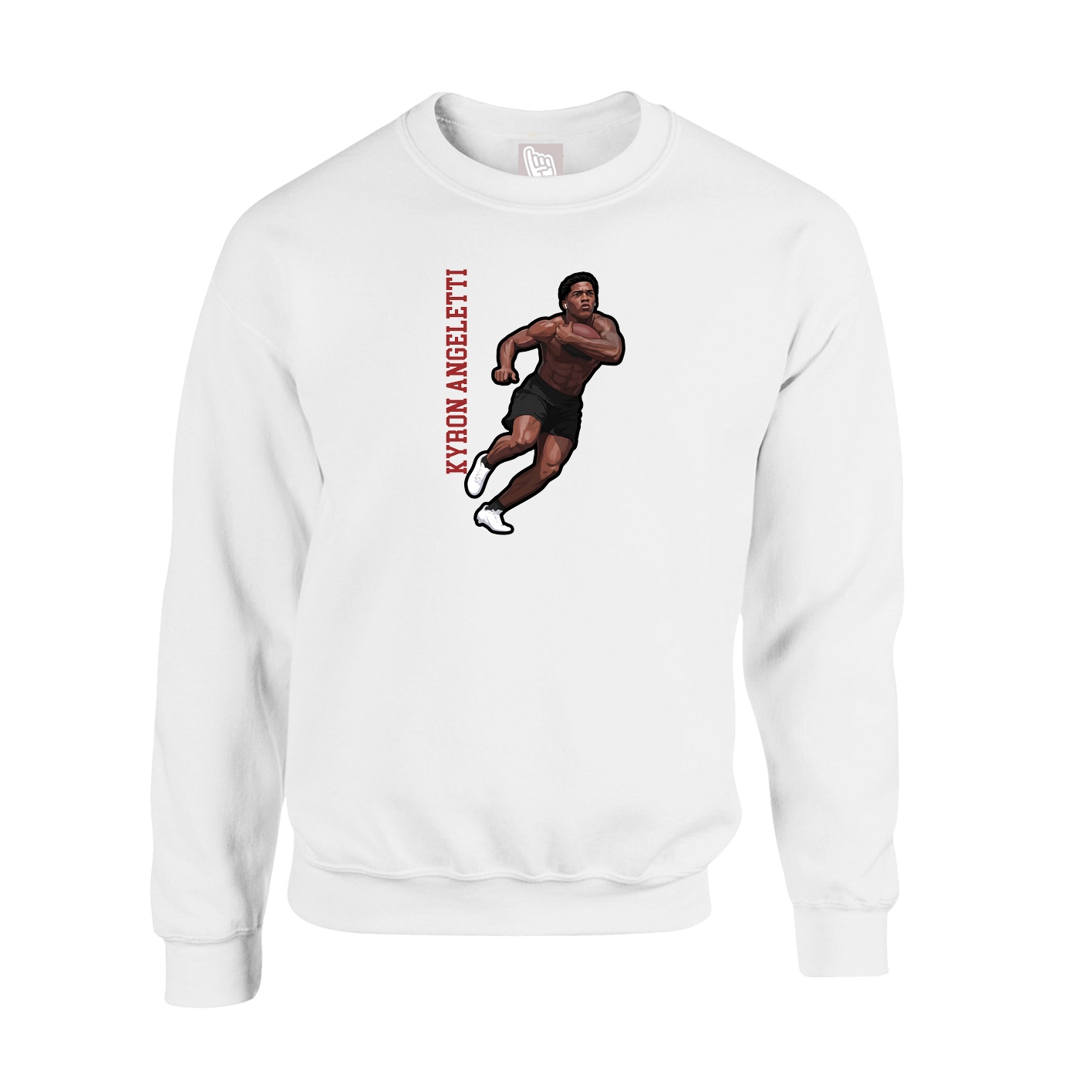 Fleece Crew — Name Vertical in White