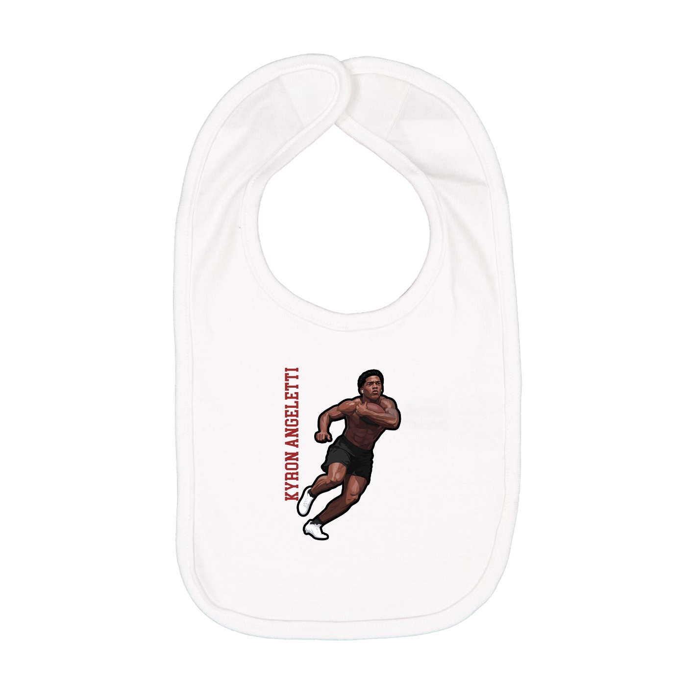 Infant Bib — Name Vertical in White