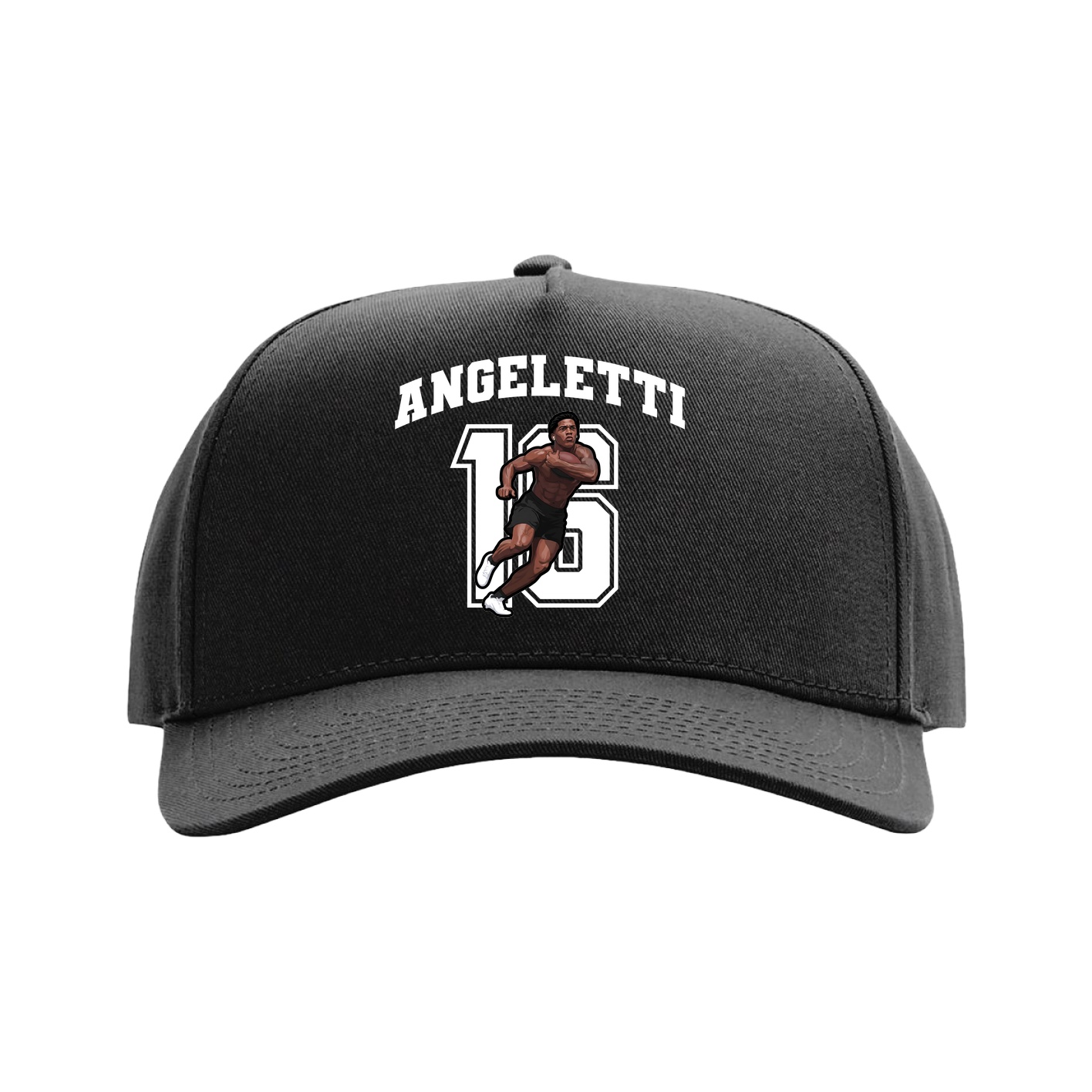 Full Fabric Five-Panel Champ Cap — Number in Black