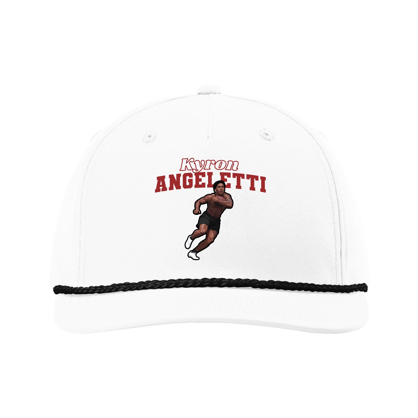 Five-Panel Classic Rope Cap — Name Arch in White