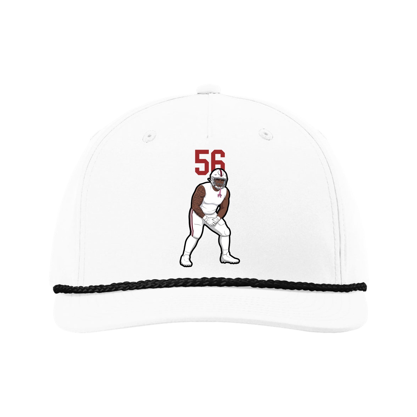 Five-Panel Classic Rope Cap — Number Top in White