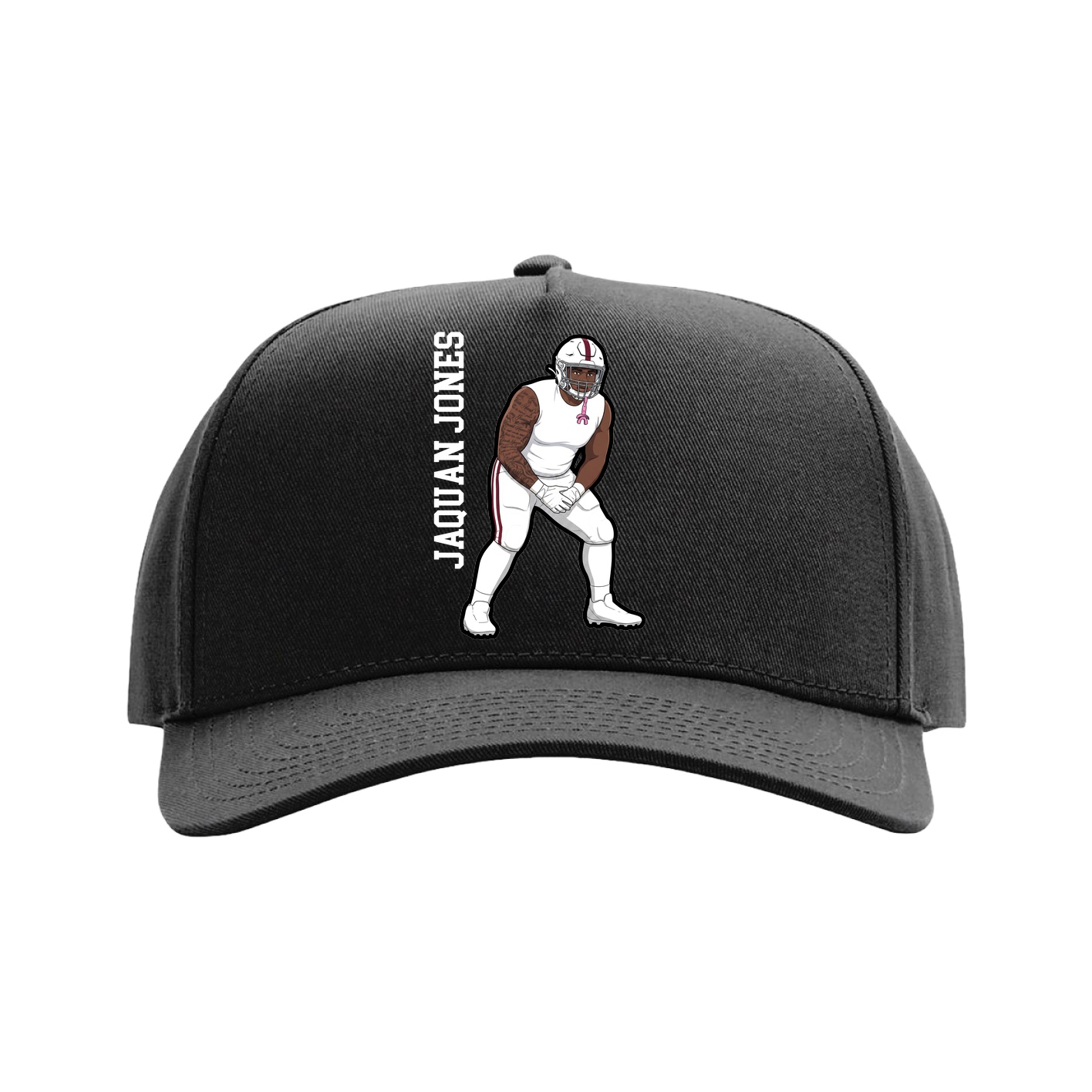 Full Fabric Five-Panel Champ Cap — Name Vertical in Black