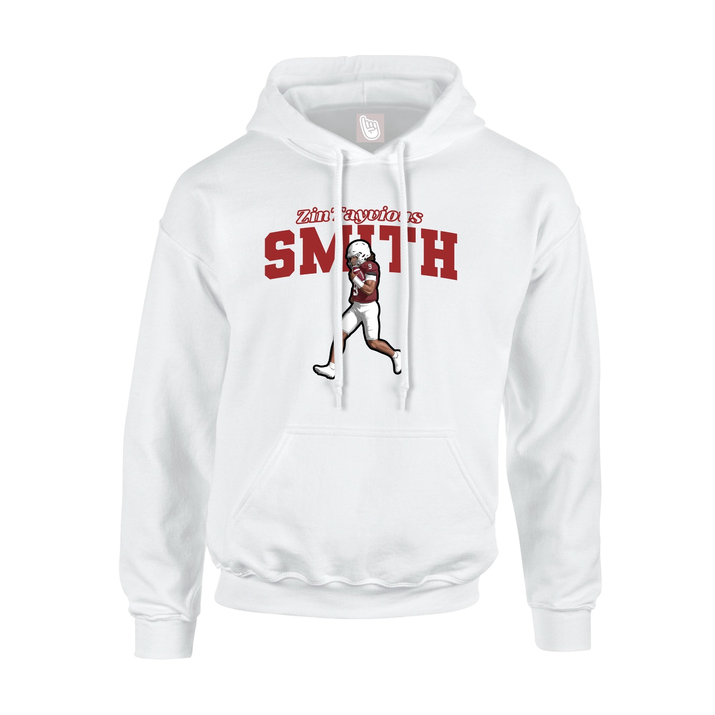 Youth Hoodie — Name Arch in White