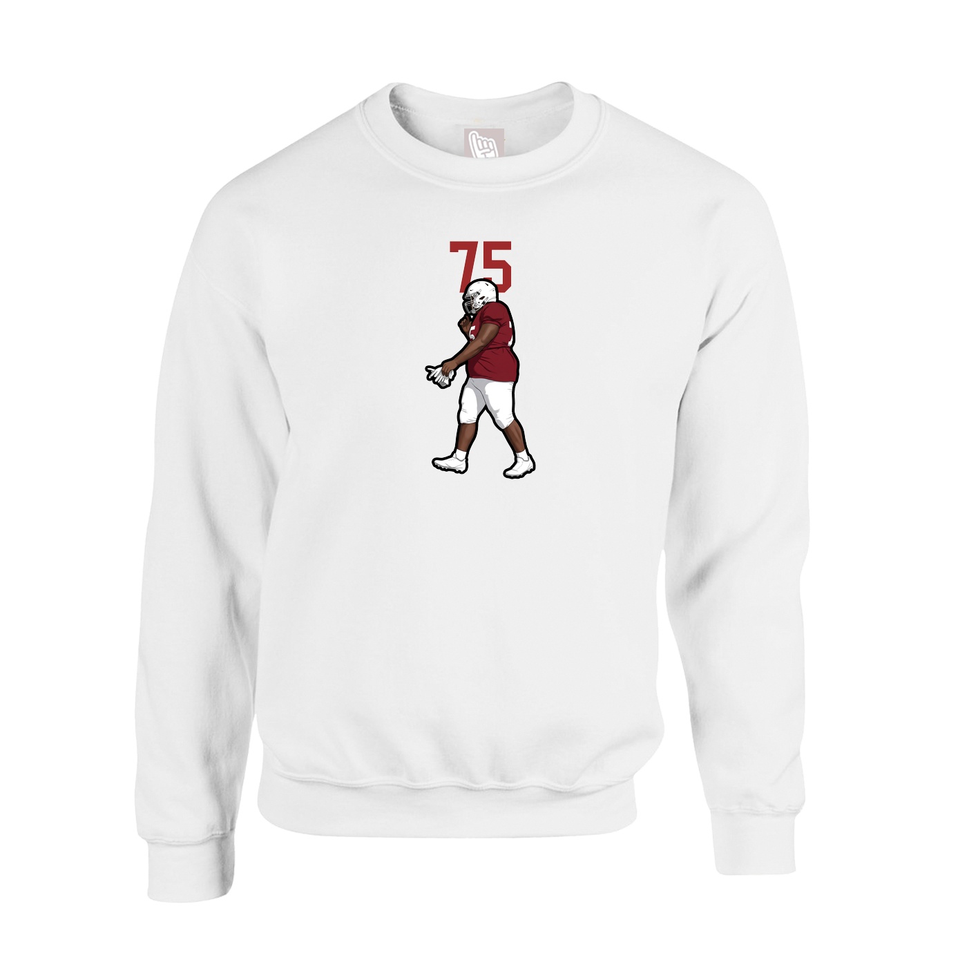Fleece Crew — Number Top in White