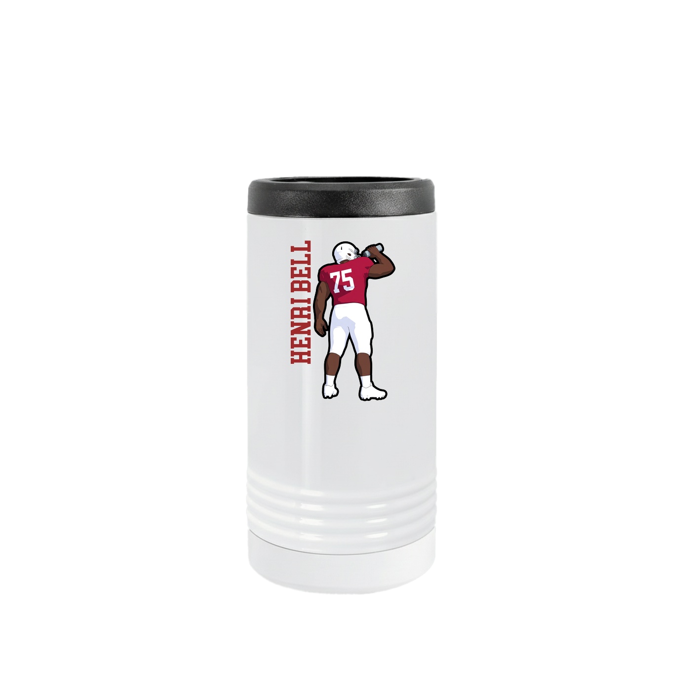 Slim Beverage Holder — Name Vertical in White