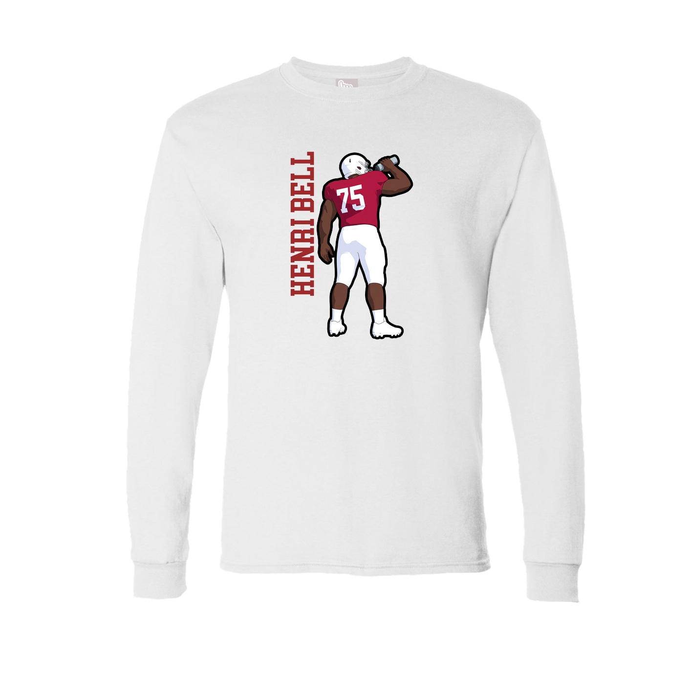 Long Sleeve Tee — Name Vertical in White
