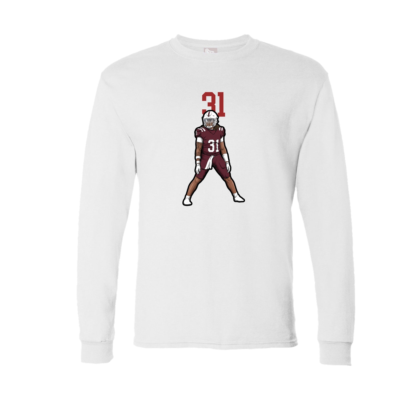 Long Sleeve Tee — Number Top in White