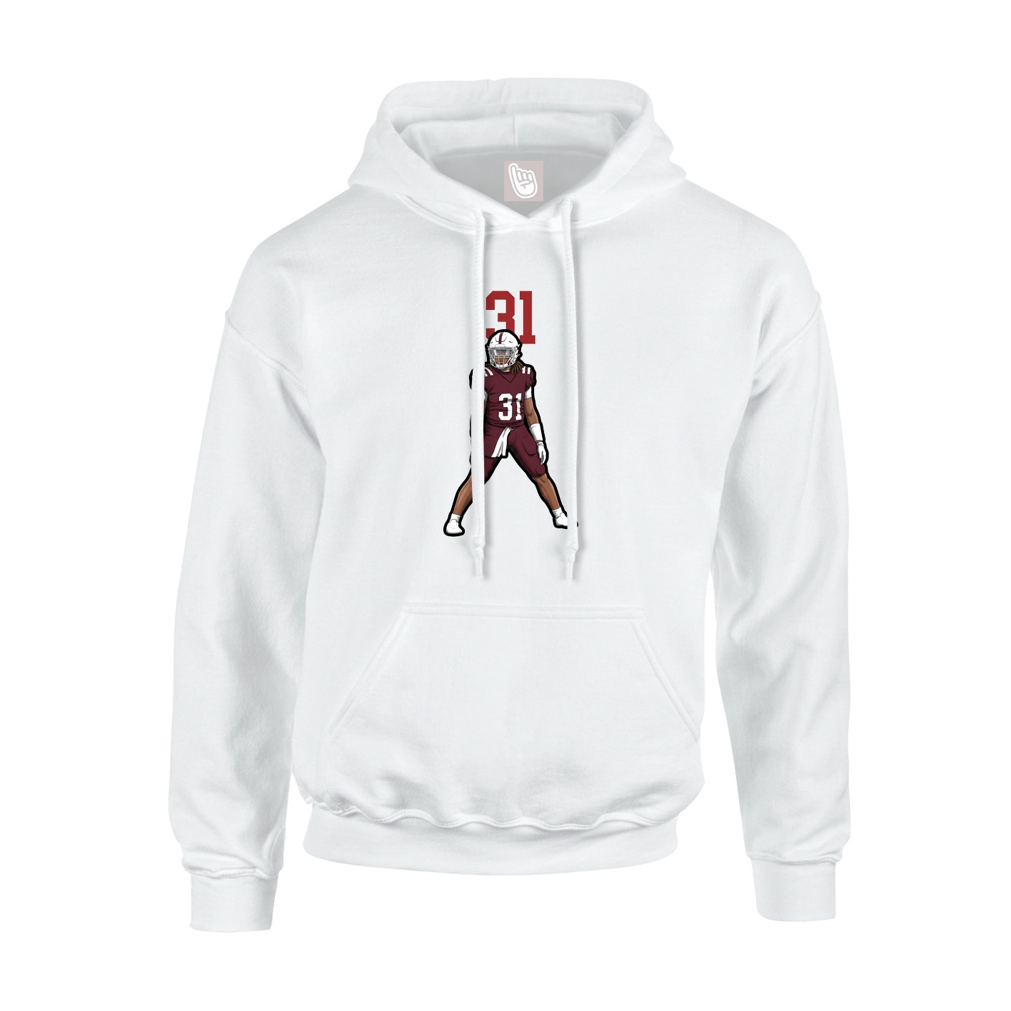 Youth Hoodie — Number Top in White