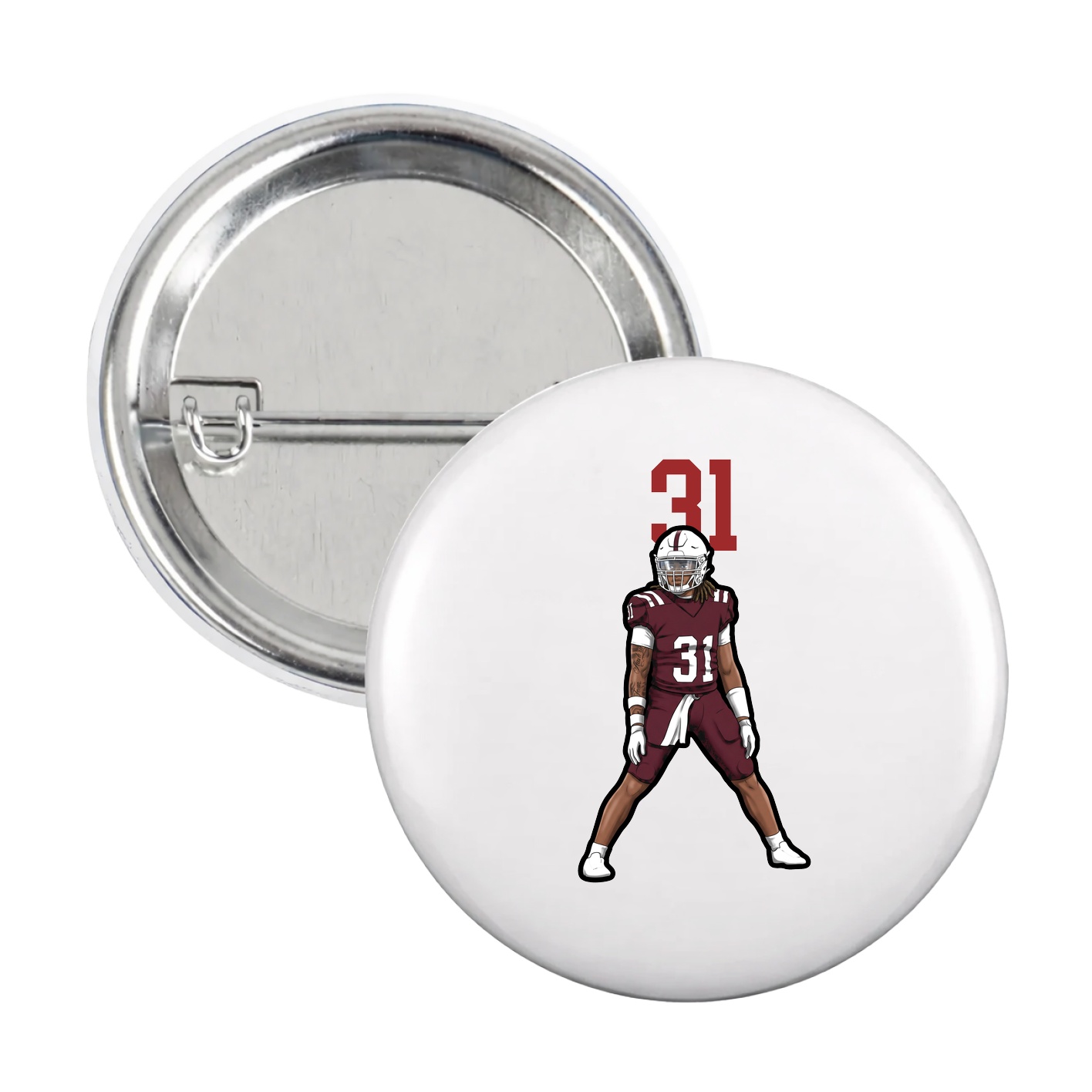Game Day Button — Number Top in White