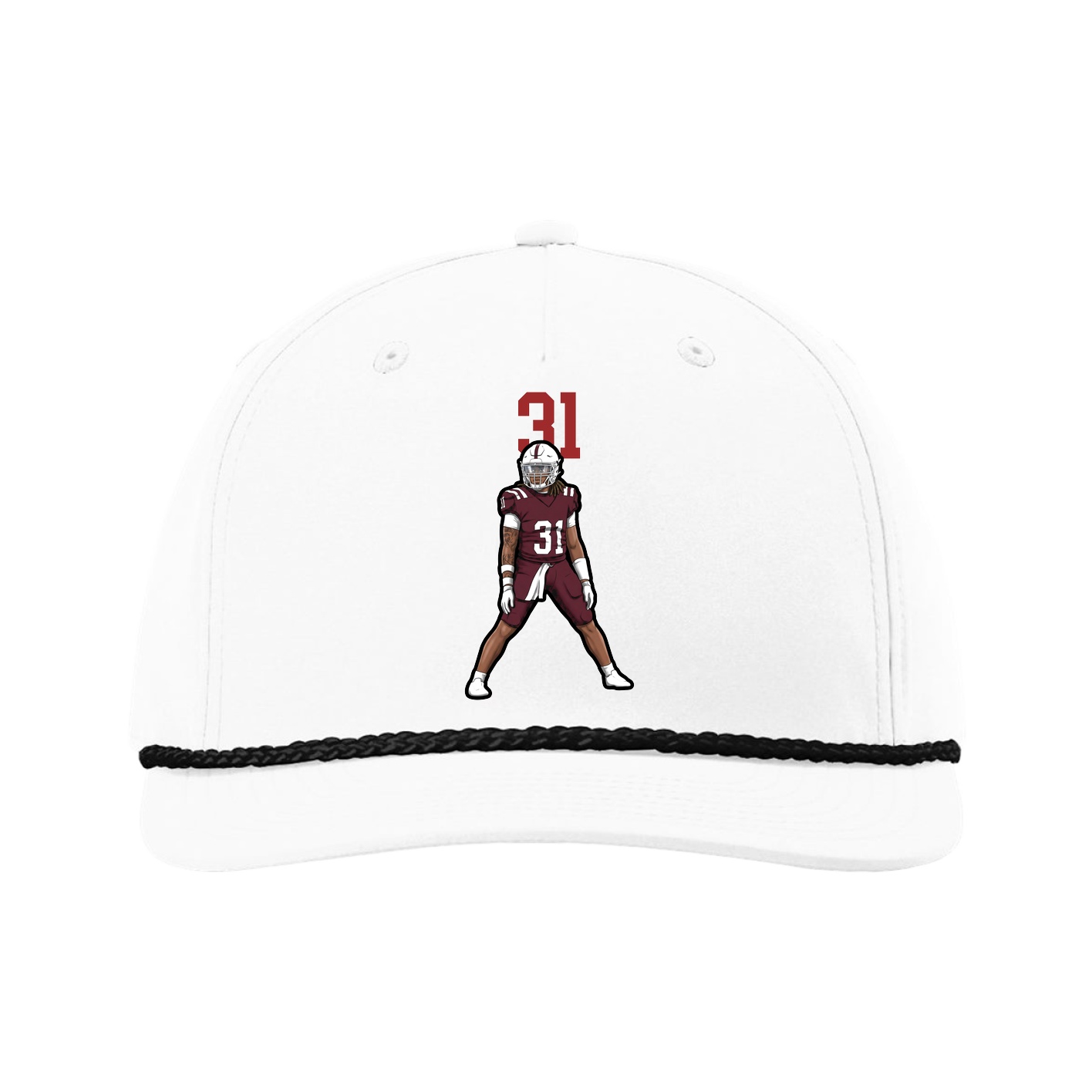 Five-Panel Classic Rope Cap — Number Top in White
