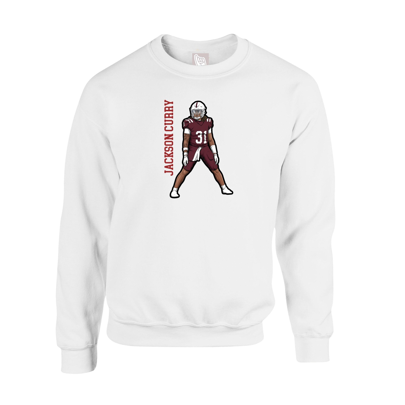 Fleece Crew — Name Vertical in White