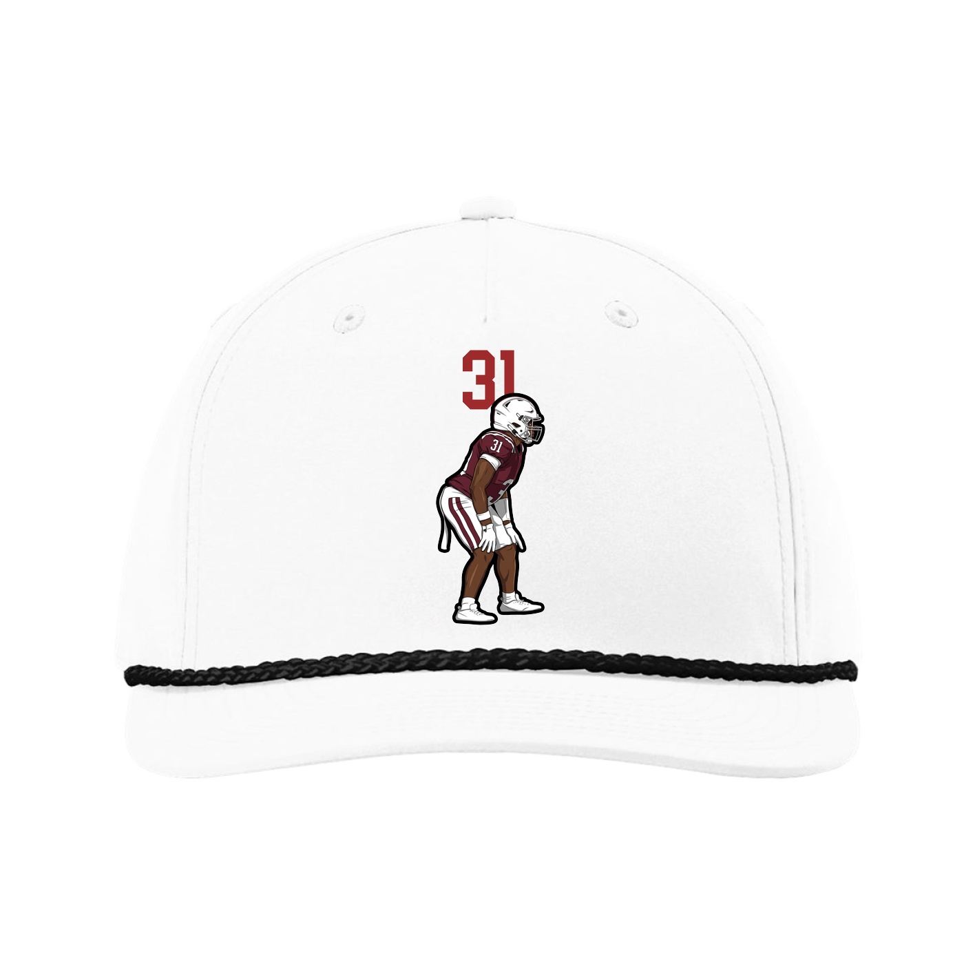 Five-Panel Classic Rope Cap — Number Top in White