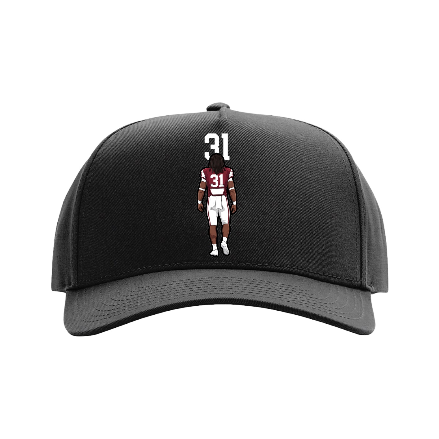 Full Fabric Five-Panel Champ Cap — Number Top in Black