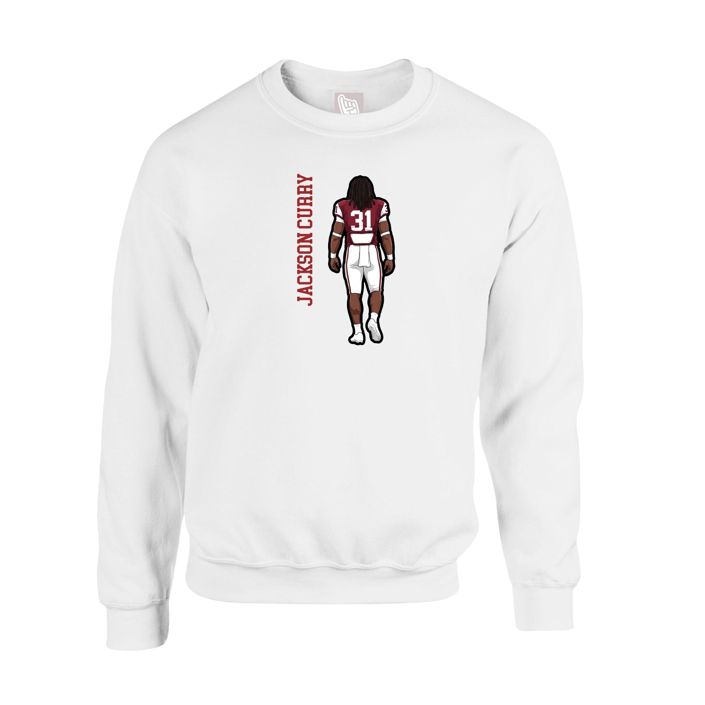 Fleece Crew — Name Vertical in White
