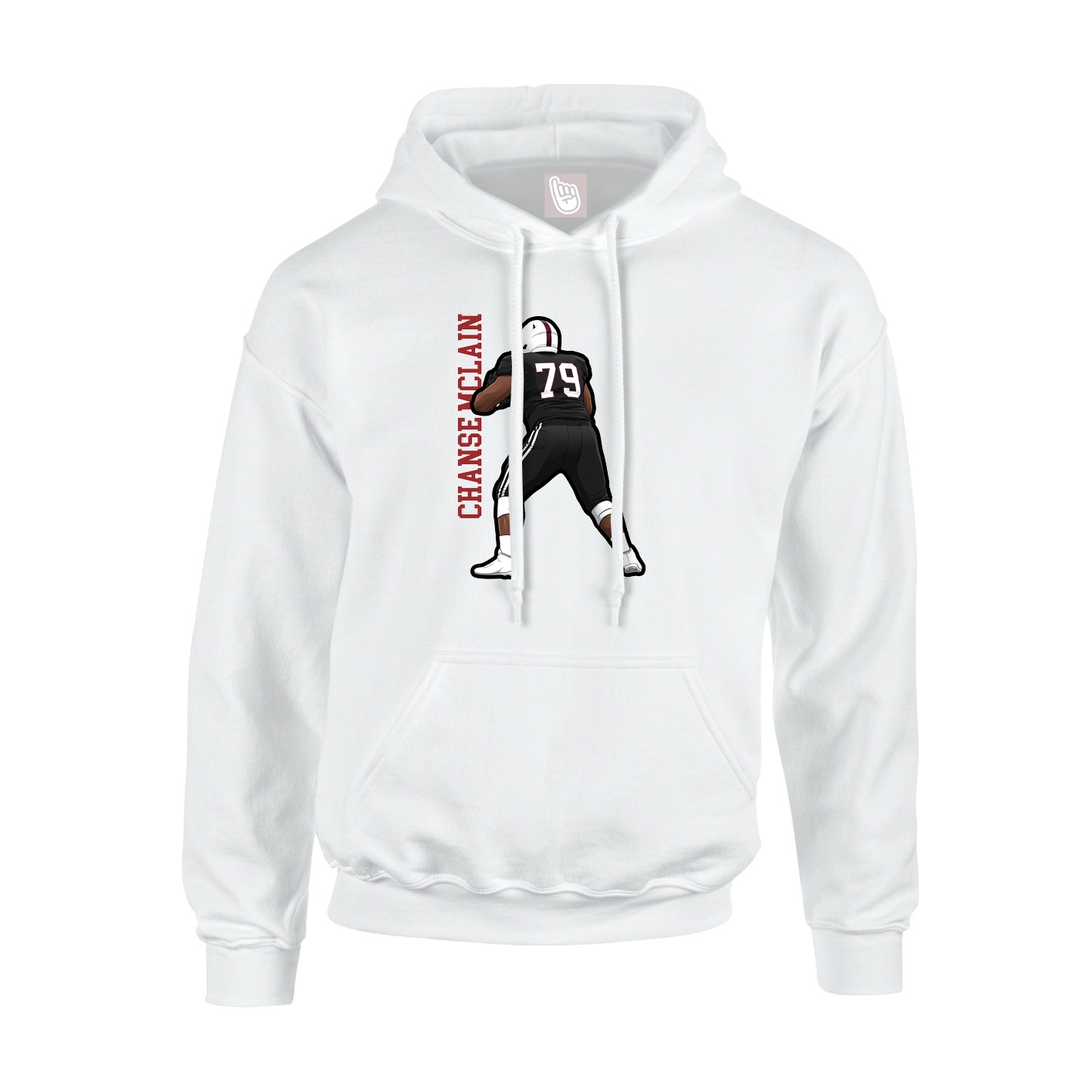 Youth Hoodie — Name Vertical in White