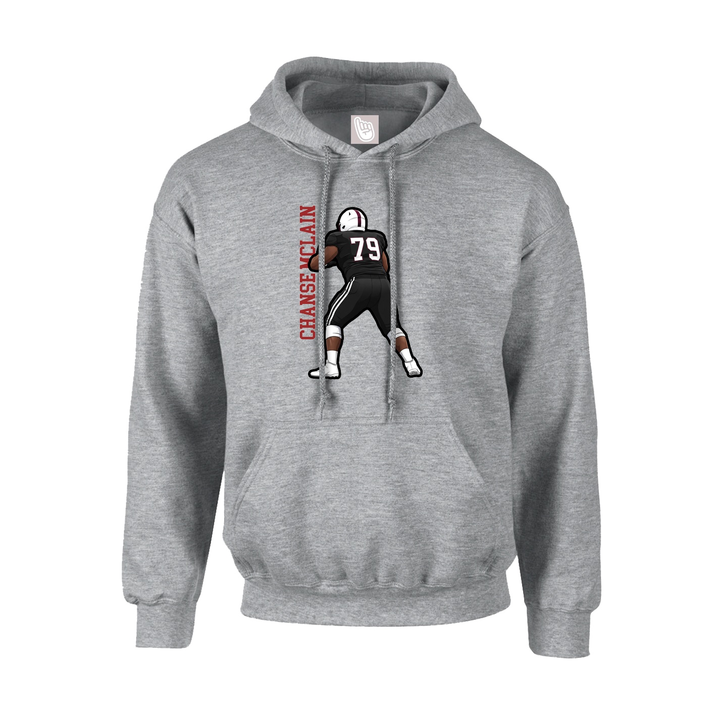 Youth Hoodie — Name Vertical in Grey