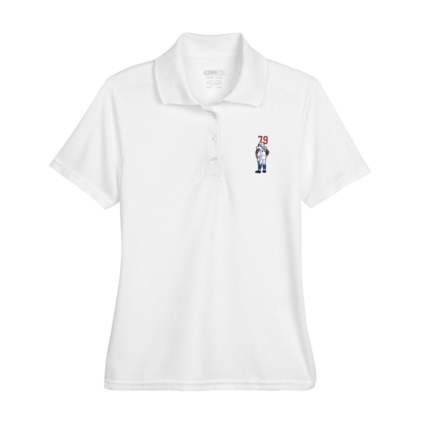 Womens Performance Polo — Number Top in White