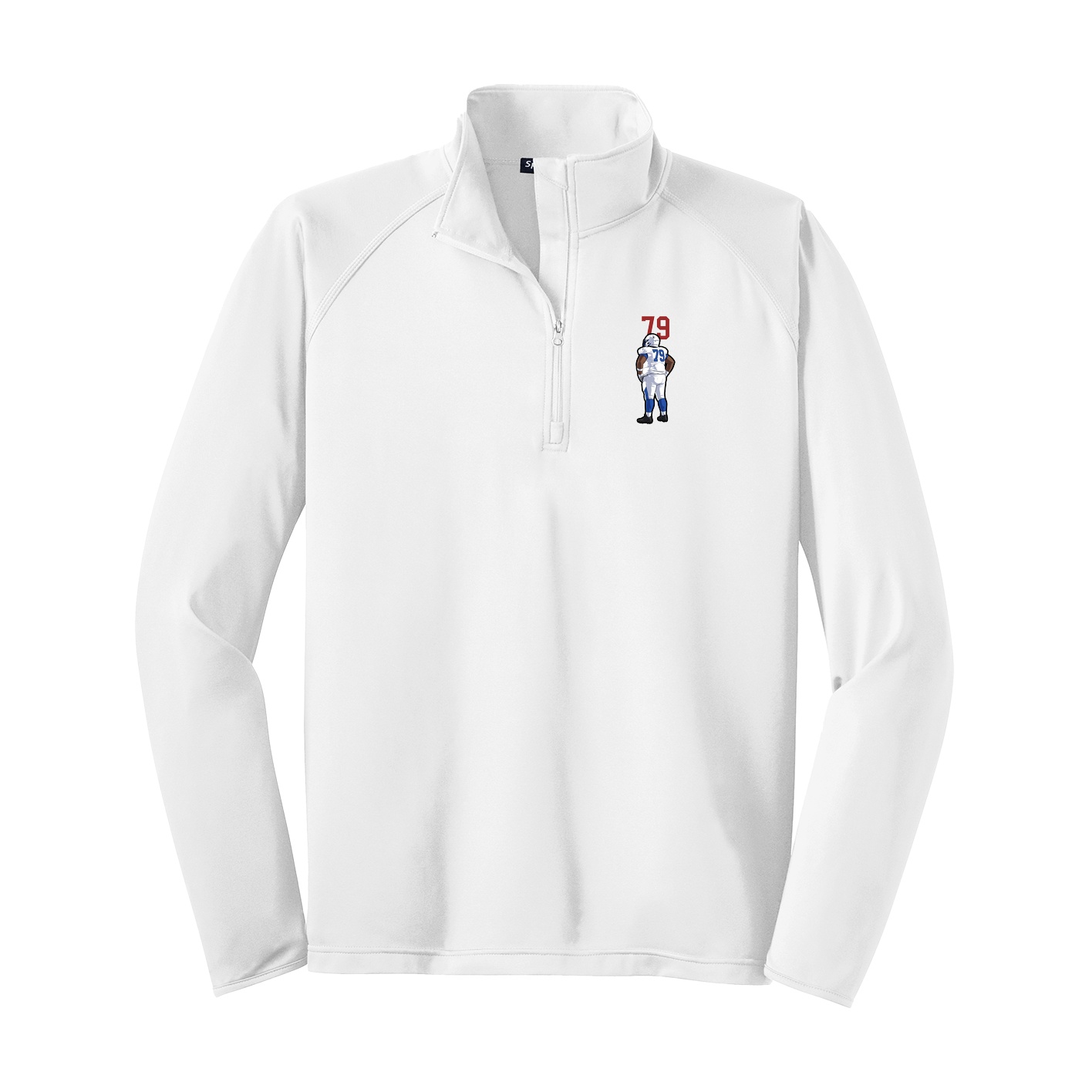 Q-Zip Pullover — Number Top in White