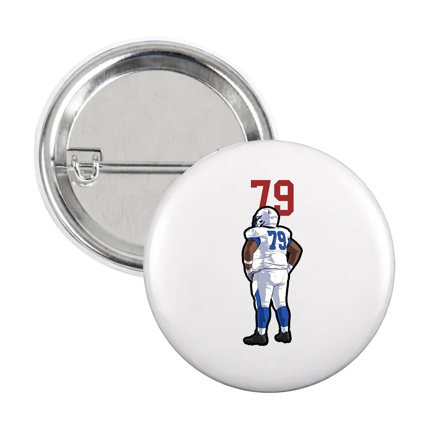 Game Day Button — Number Top in White
