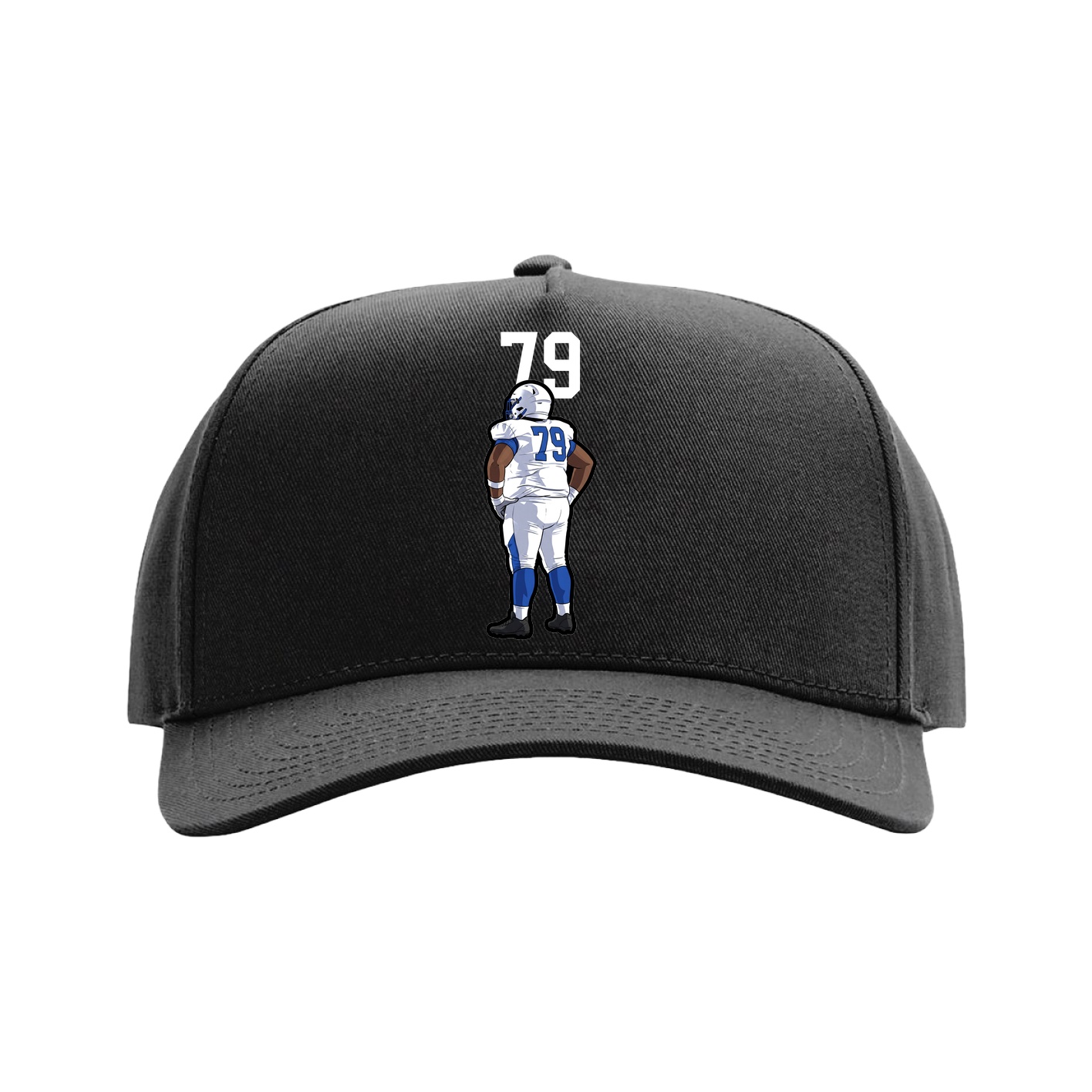 Full Fabric Five-Panel Champ Cap — Number Top in Black