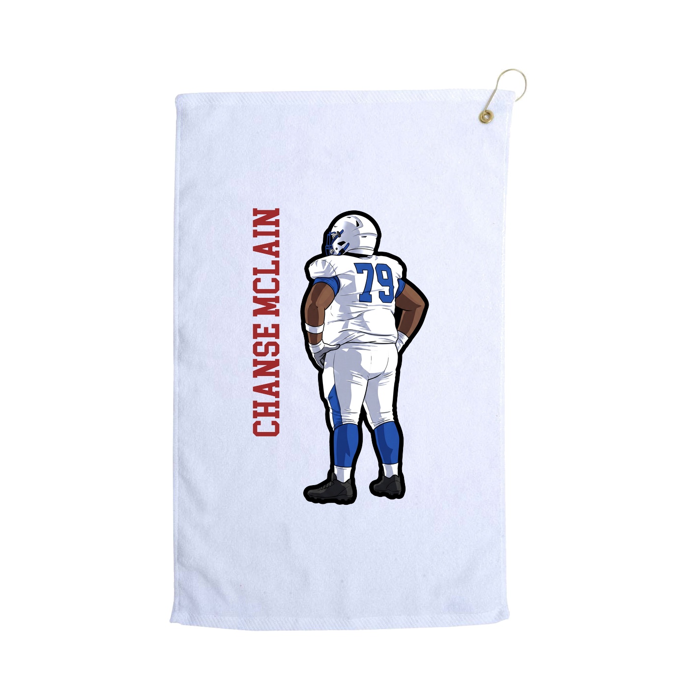Golf Towel — Name Vertical in White