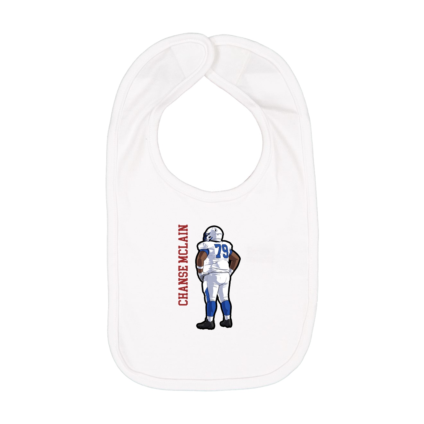 Infant Bib — Name Vertical in White