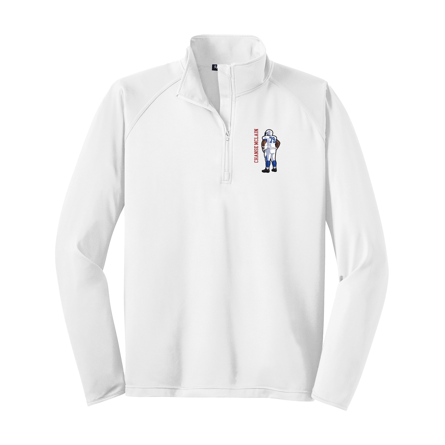 Q-Zip Pullover — Name Vertical in White