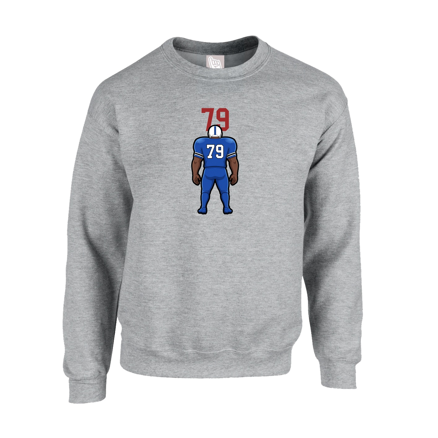 Fleece Crew — Number Top in Grey