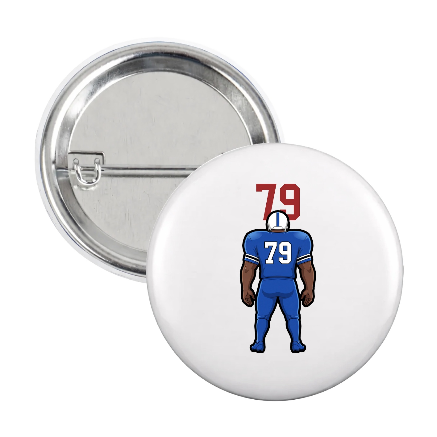 Game Day Button — Number Top in White