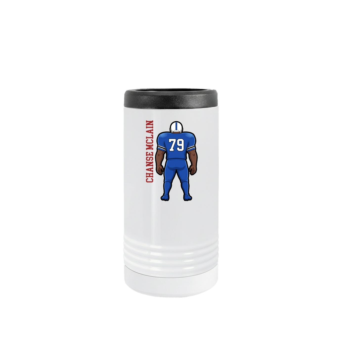 Slim Beverage Holder — Name Vertical in White