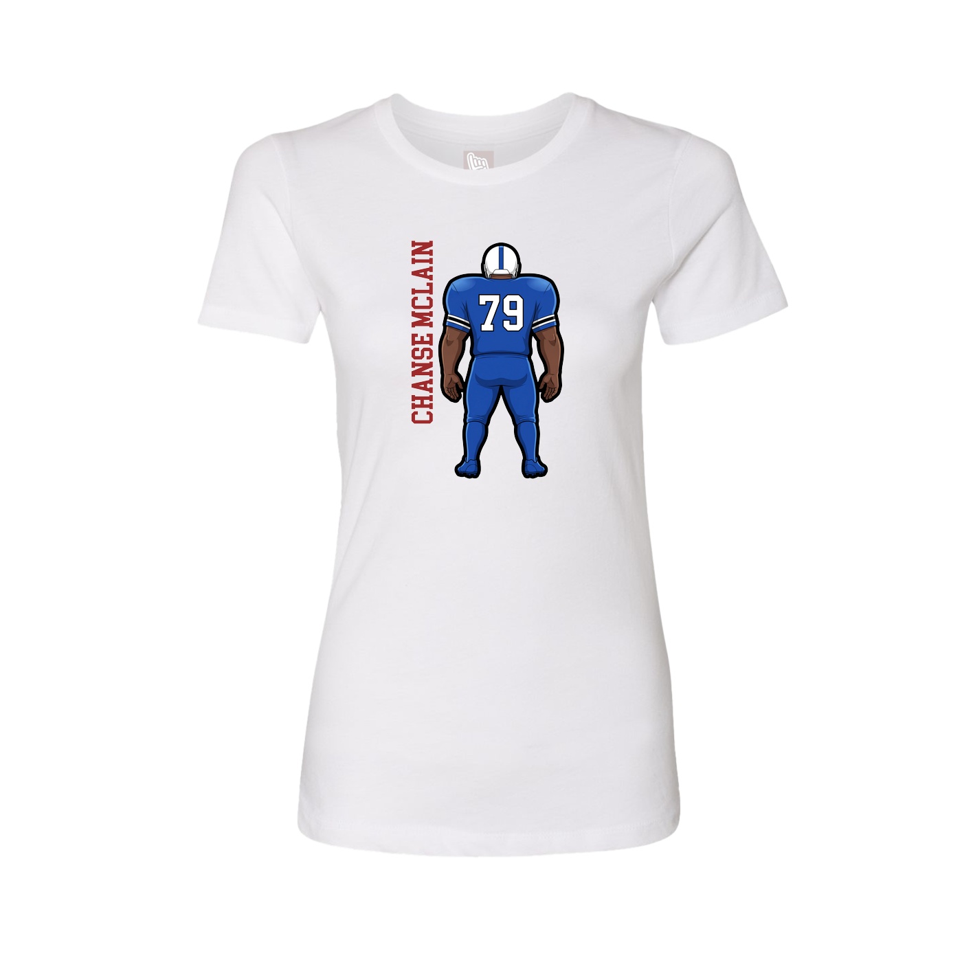 Womens Tee — Name Vertical in White