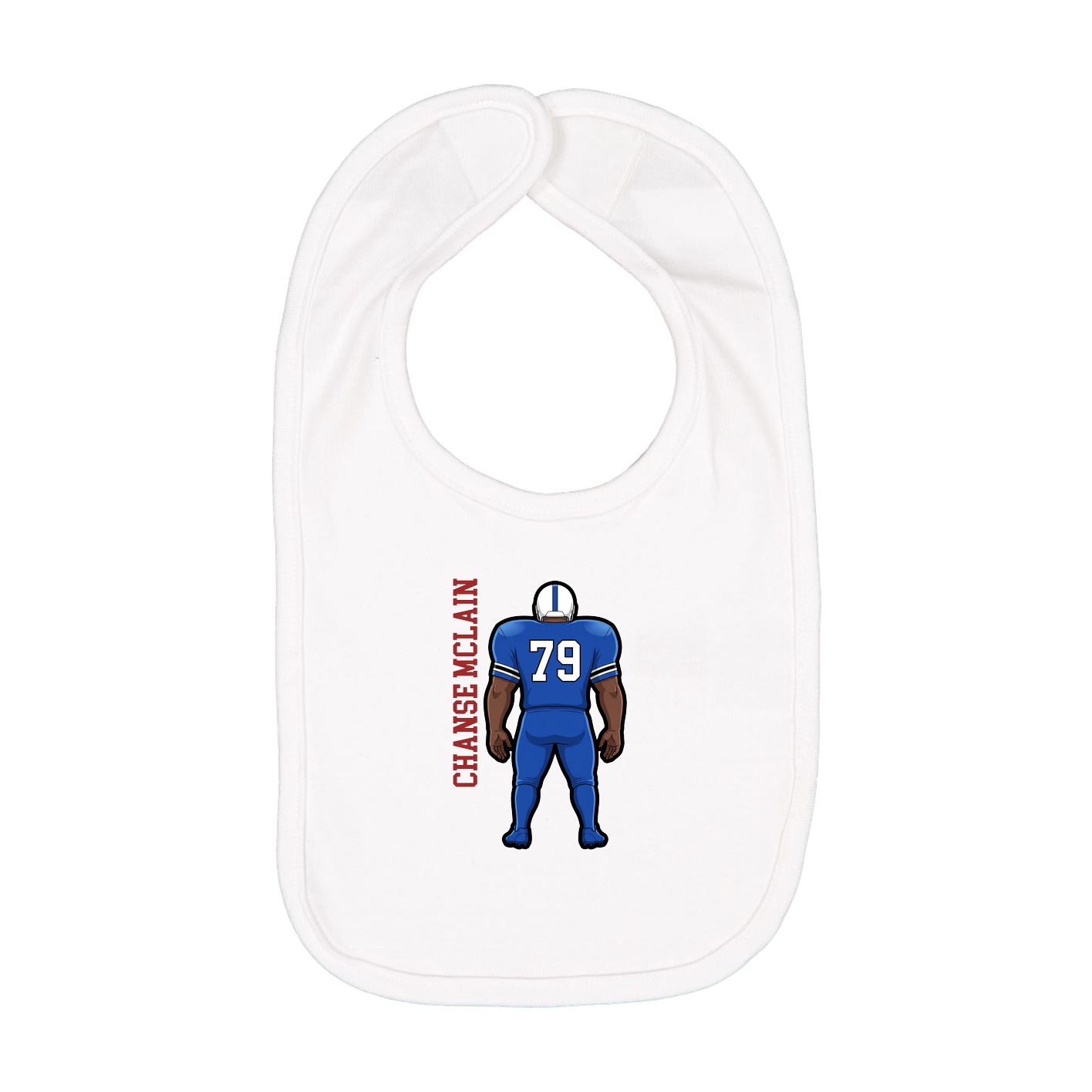 Infant Bib — Name Vertical in White
