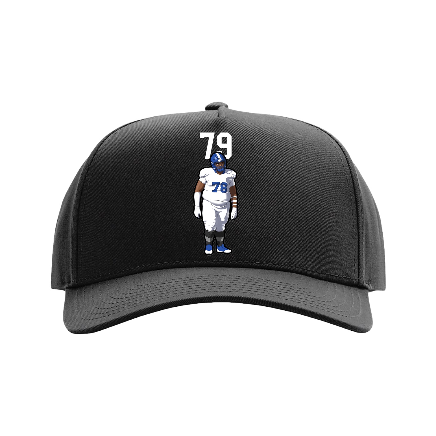 Full Fabric Five-Panel Champ Cap — Number Top in Black