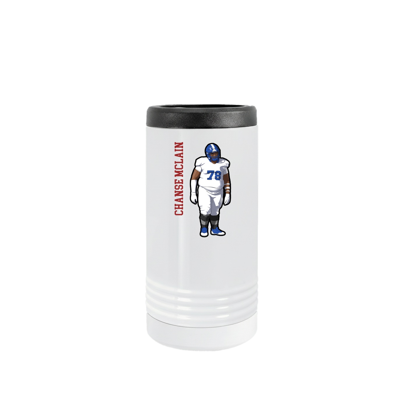 Slim Beverage Holder — Name Vertical in White