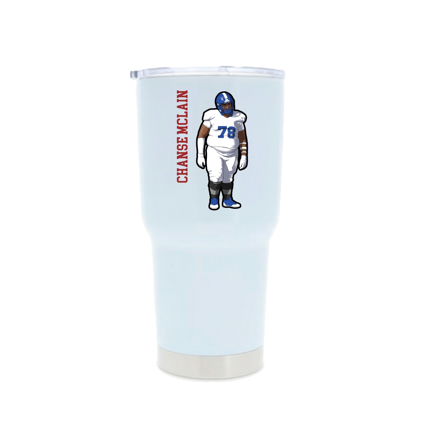 30oz Stainless Steel Tumbler — Name Vertical in White