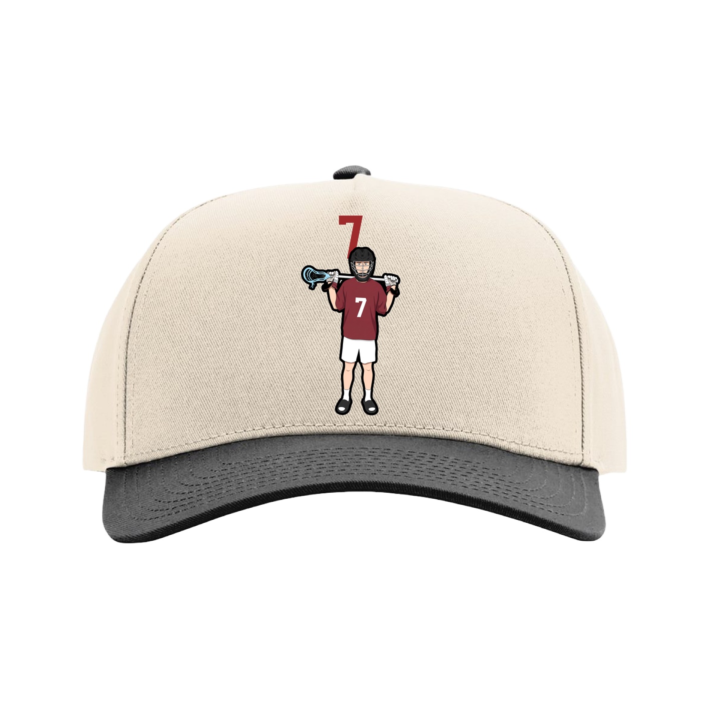 Full Fabric Five-Panel Champ Cap — Number Top in Cream/Black