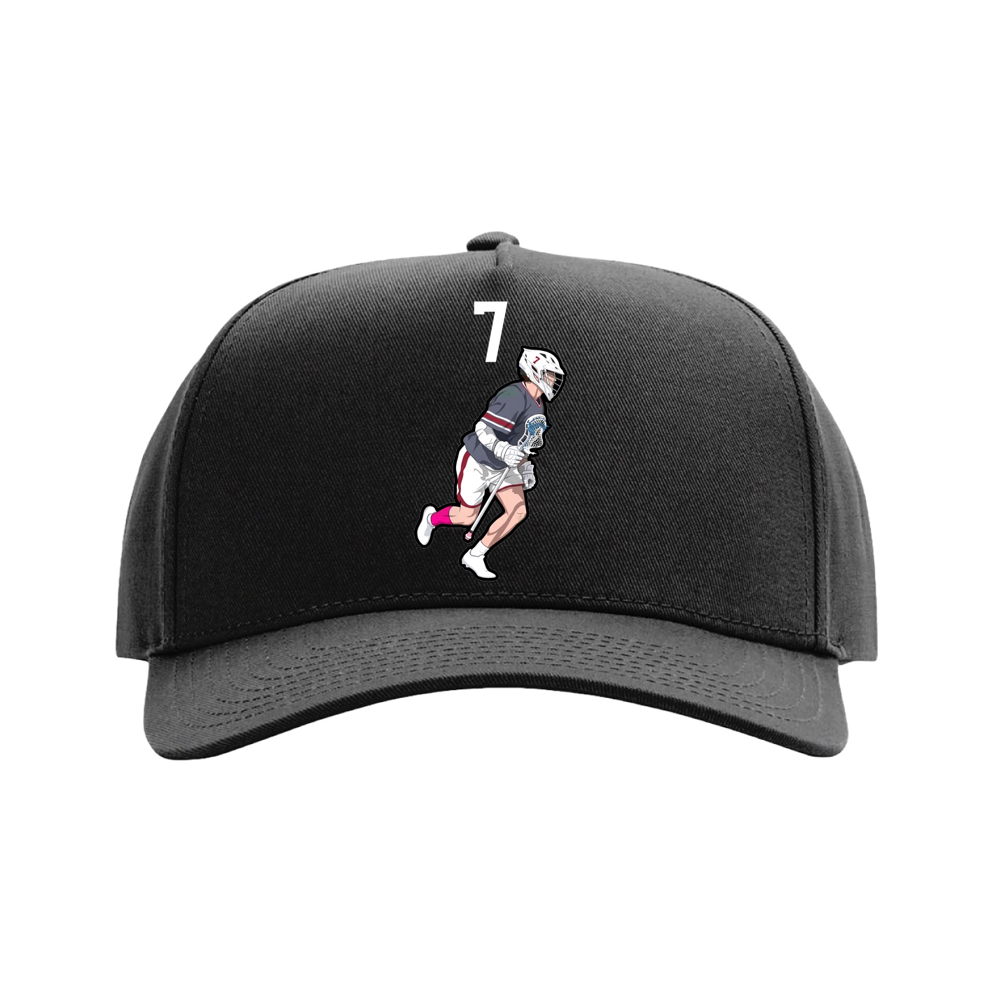 Full Fabric Five-Panel Champ Cap — Number Top in Black