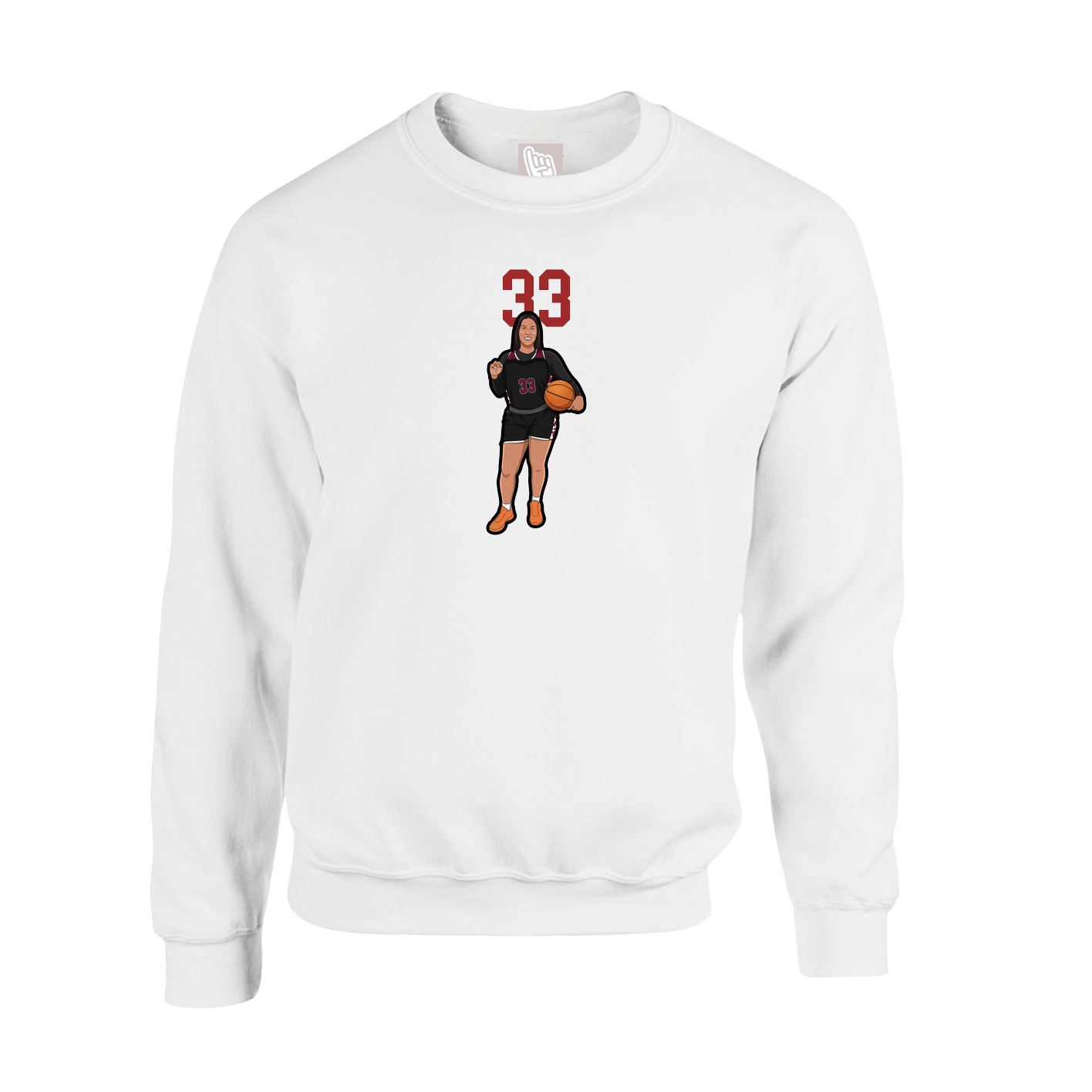 Fleece Crew — Number Top in White