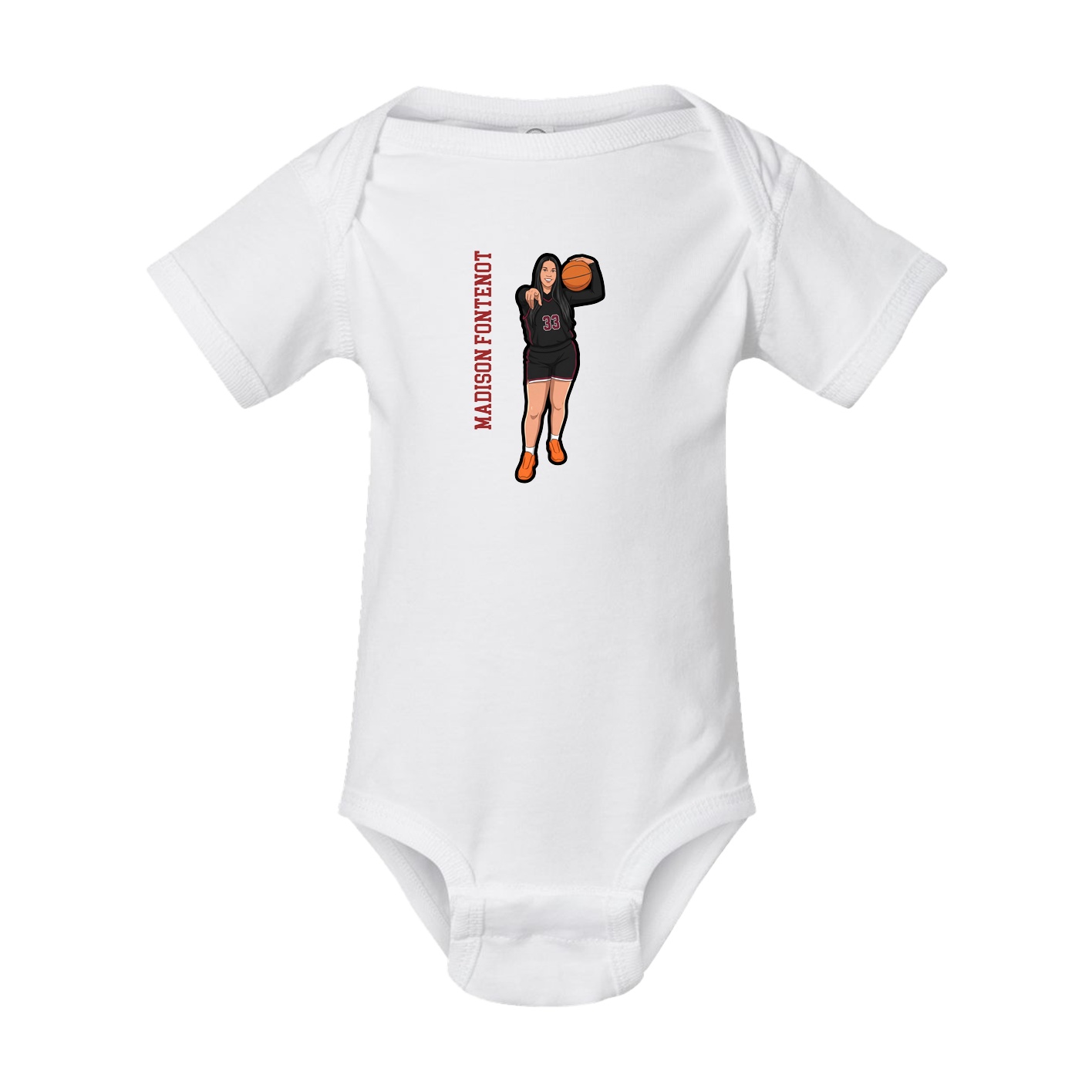 Baby Onesie — Name Vertical in White