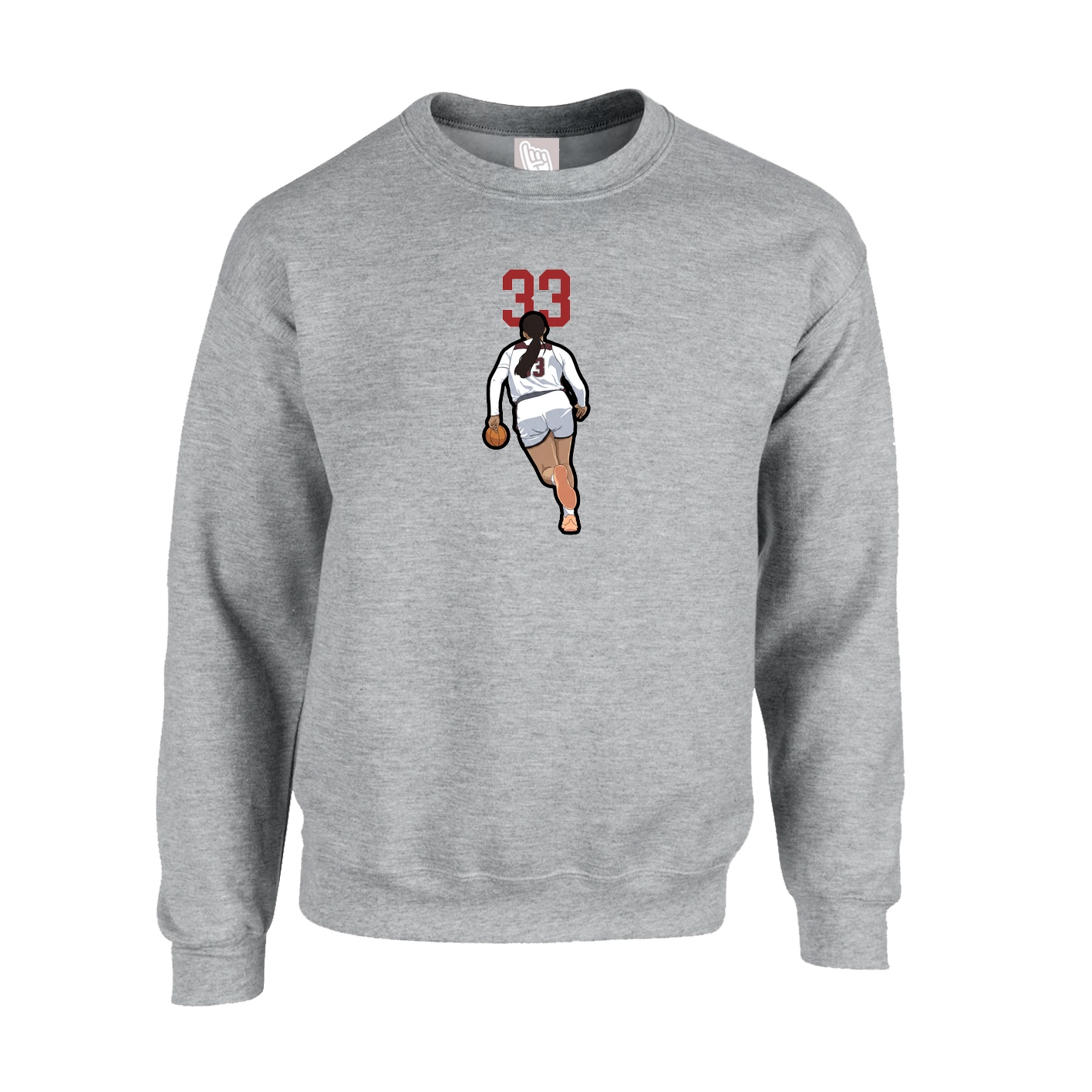 Fleece Crew — Number Top in Grey