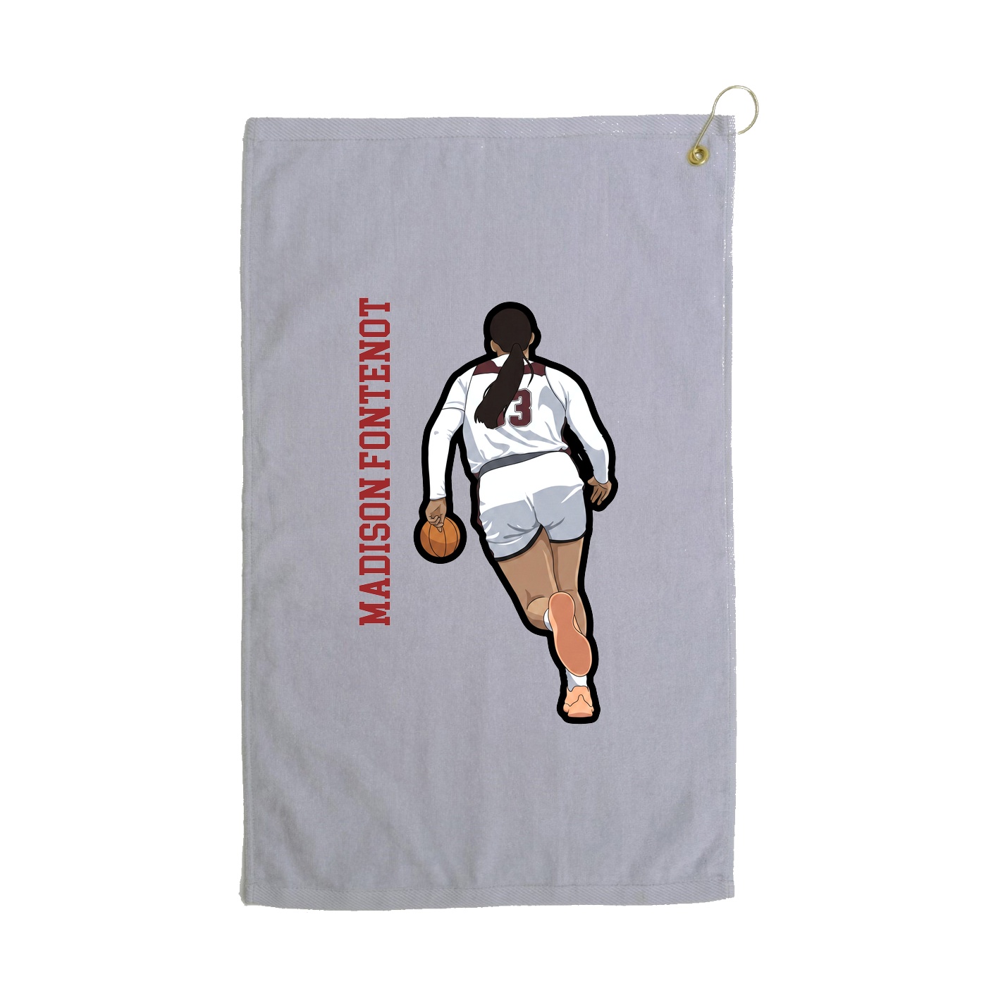 Golf Towel — Name Vertical in Grey
