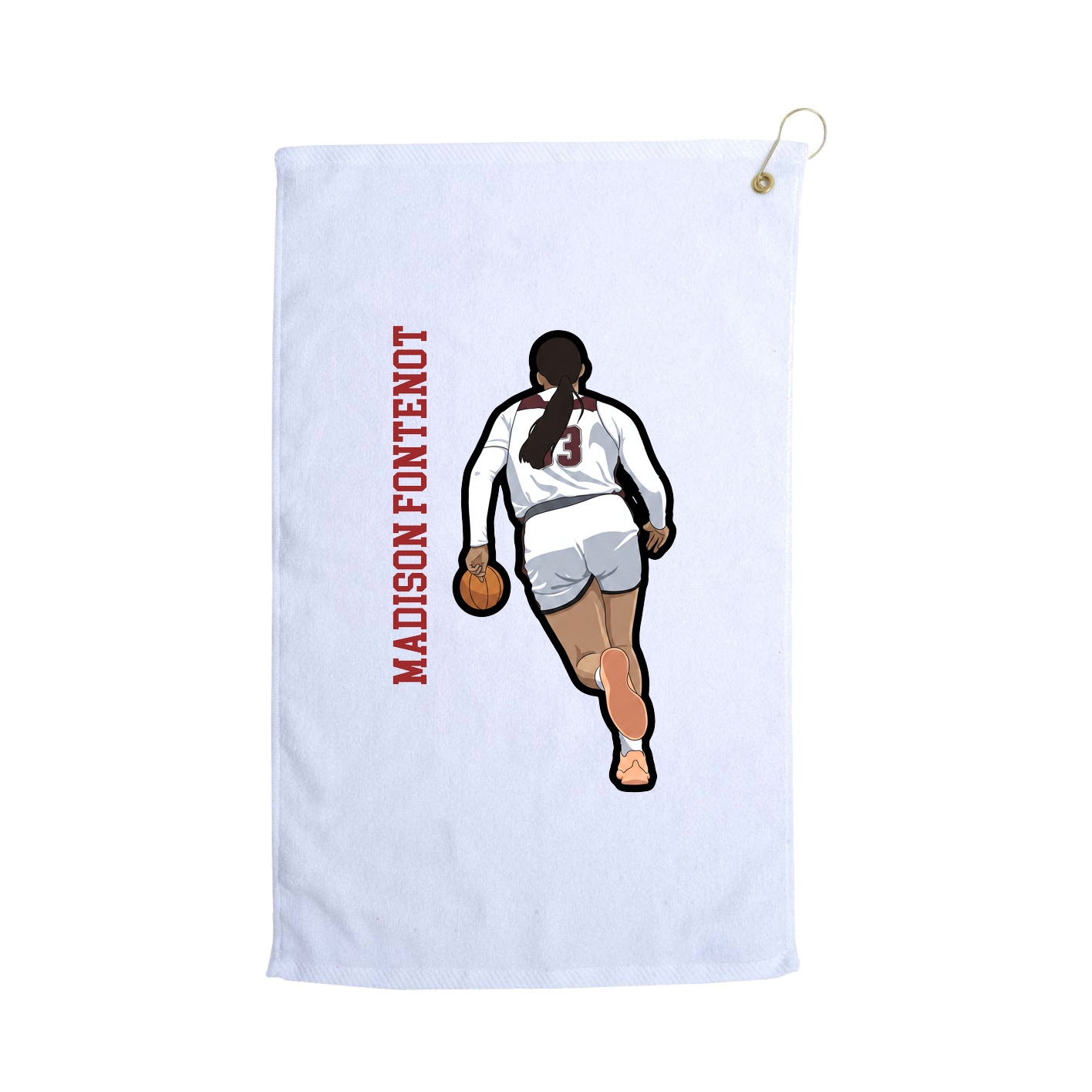 Golf Towel — Name Vertical in White