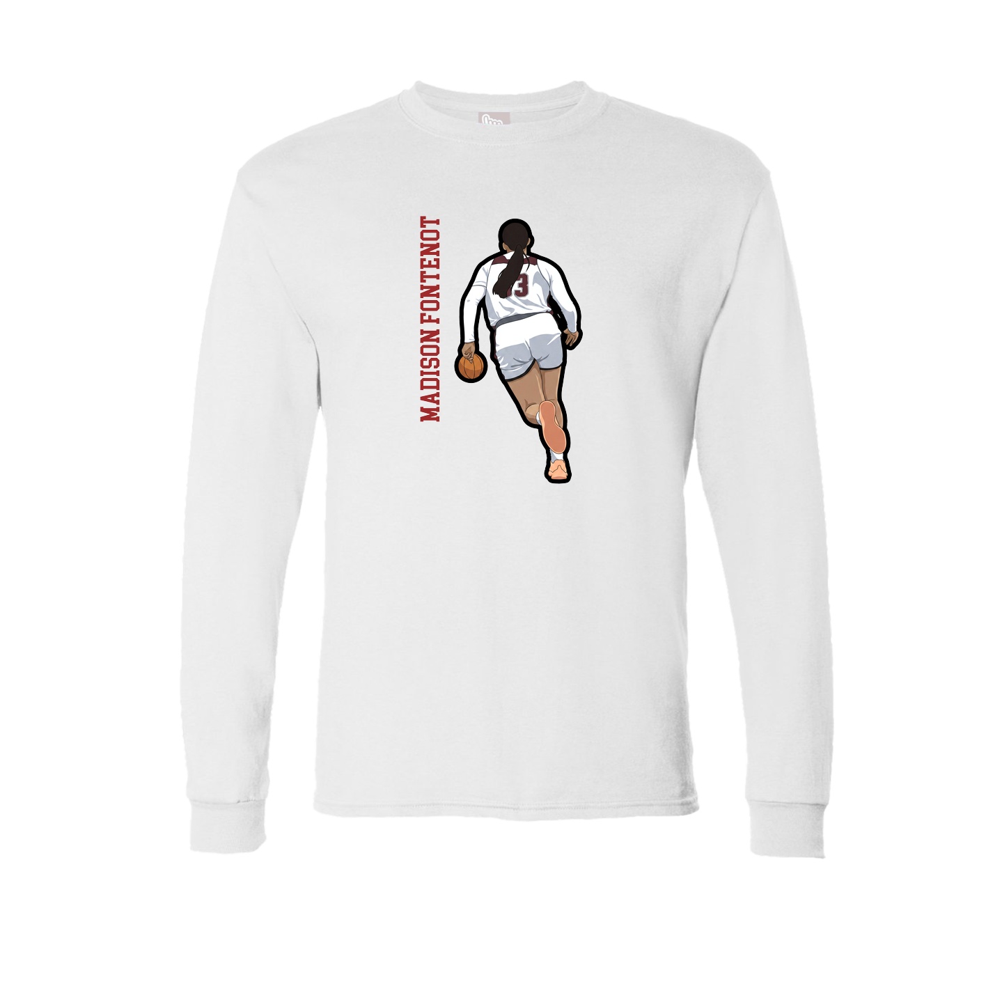 Long Sleeve Tee — Name Vertical in White