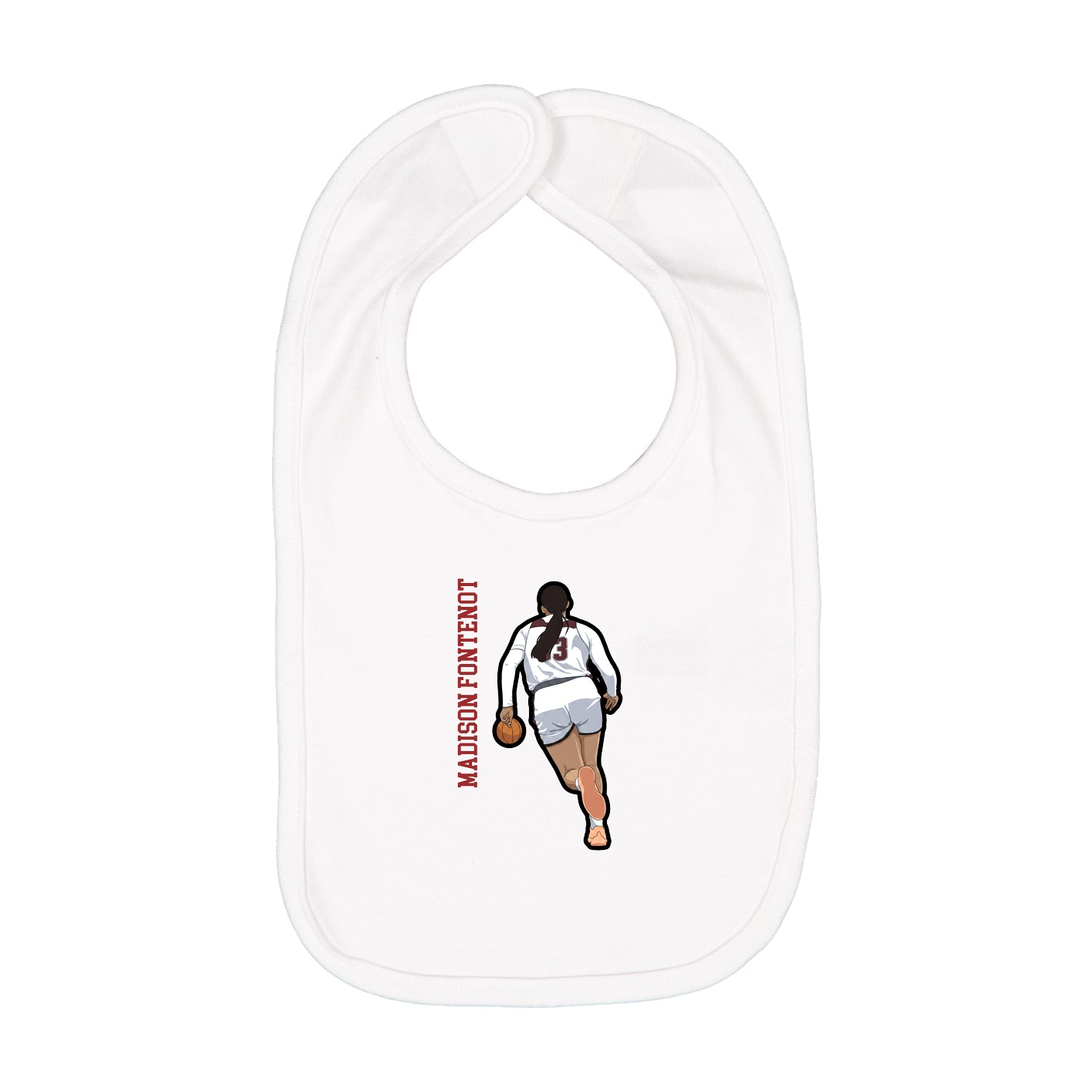Infant Bib — Name Vertical in White